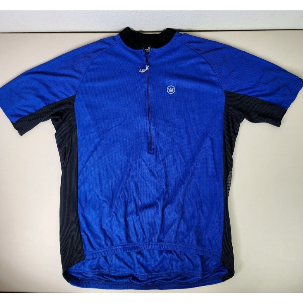 Canari Cycling Jersey Blue Shirt (M/L? Measured See) Breathable Half Zip Pockets